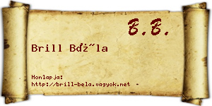 Brill Béla névjegykártya