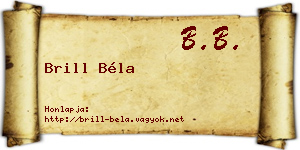 Brill Béla névjegykártya